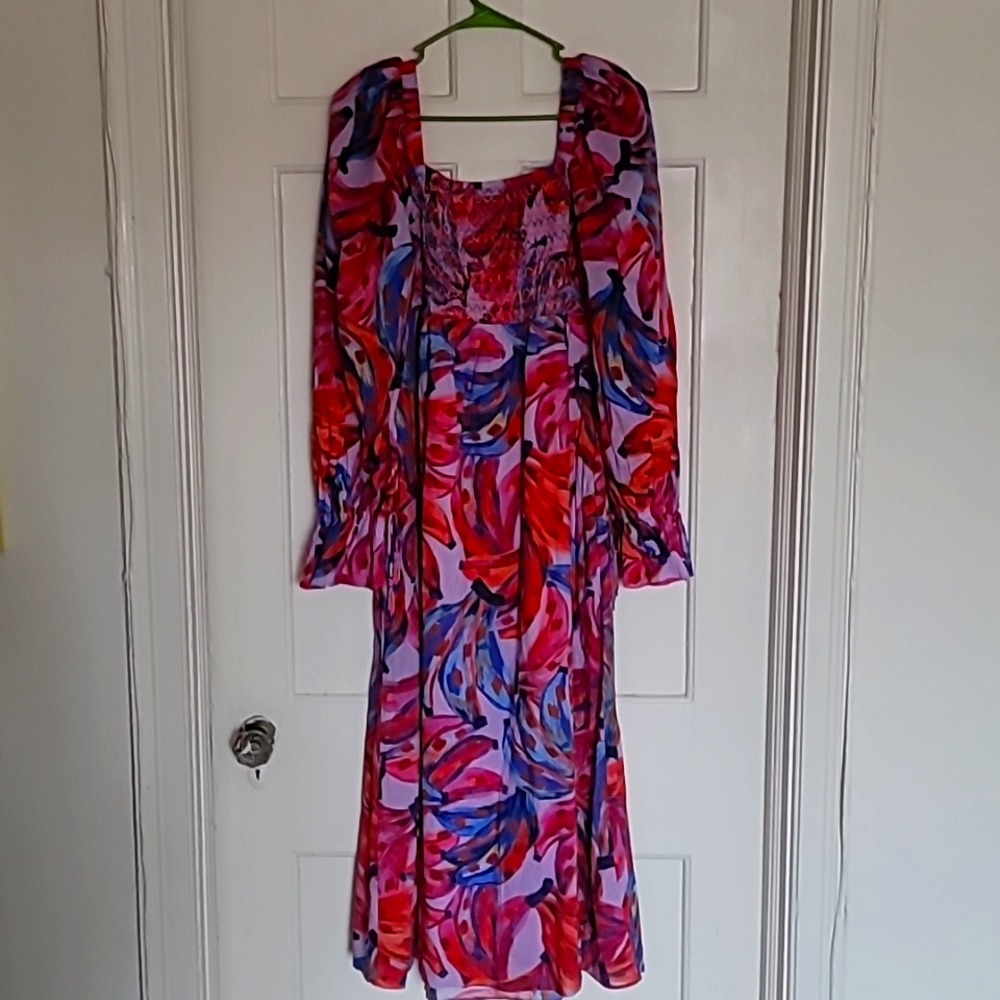 Farm RioColored Bananas Smocked Midi-Dress